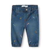 Name It Baby Girl Rose Embroidered Denim Jean, Blue