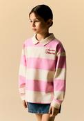 Name It Kid Girl Long Sleeve Stripe Polo Sweater, Pink image