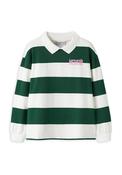 Name It Kid Girl Long Sleeve Stripe Polo Sweater, Green image