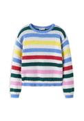 Name It Kid Girl Lelia Stripe Knit Jumper, White Multi image