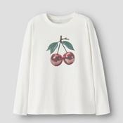 Name It Kid Girl Vosla Cherry Long Sleeve Top, White