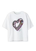 Name It Kid Girl Donela Short Sleeve Heart Tee, White image