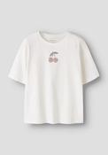 Name It Kid Girl Karina Cherry Short Sleeve Tee, Off White image