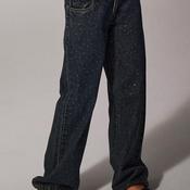 Name It Kid Girl Rose Wide Leg Rhinestone Jeans, Dark Blue