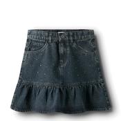 Name It Kid Girl Thea Rhinestone Denim Skirt, Dark Blue