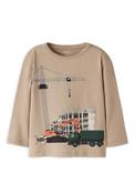 Name It Mini Boy Nick Construction Long Sleeve Top, Beige image