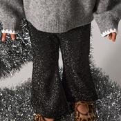 Name It Mini Girl Roisin Glitter Flare Trouser, Black