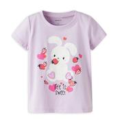 Name It Mini Girl Deppa Floral Bunny Short Sleeve Tee, Lilac image
