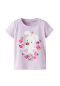 Name It Mini Girl Deppa Floral Bunny Short Sleeve Tee, Lilac image