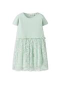 Name It Mini Girl Floral Tulle Short Sleeve Dress, Green image