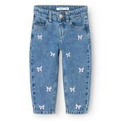 Name It Mini Girl Bella Mom Bow Jeans, Medium Blue Denim