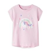 Name It Mini Girl Vigea Short Sleeve Unicorn Tee, Pink image