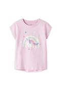 Name It Mini Girl Vigea Short Sleeve Unicorn Tee, Pink image