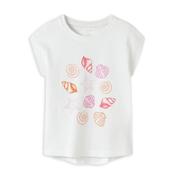 Name It Mini Girl Vigea Short Sleeve Seashell Tee, White image