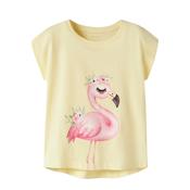 Name It Mini Girl Votia Flamingo Short Sleeve Tee, Yellow