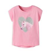 Name It Mini Girl Votia Unicorn Short Sleeve Tee, Pink