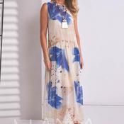 Naya Floral Print Sleeveless Midi Dress, Cream Multi image