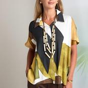 Naya Geo Pattern Short Sleeve Shirt, Green Multi