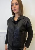 Naya Leatherette Pocket Detail Short Sleeve Shirt, Black image