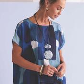Naya Watercolour Print Round Neck Top, Blue image