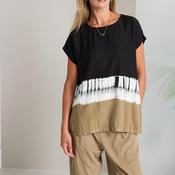 Naya Tie Dye Print Sohrt Sleeve Top, Black