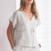 Naya V-Neck Pocket Detail Top, Ash Grey image