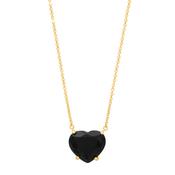 Newbridge Black Stone Heart Pendant Necklace, Gold
