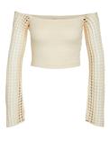 Noisy May Nova Off Shoulder Knit Crop Top, Eggnog image