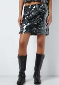 Noisy May Mille Disc Sequin Mini Skirt, Silver image