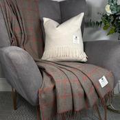 McNutt of Donegal Nutmeg Windowpane Throw, Grey &amp; Orange