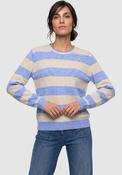 Olsen Striped Knitted with Ribbed Detail Jumper, Blue Multi image