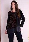 Ora Leopard Knit Contrast Top, Black image