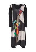 Ora V-Neck Mixed Placement Print Midi Dress, Black Multi image