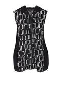 Ora Jacquard Letter Design Zip Up Waistcoat, Black image