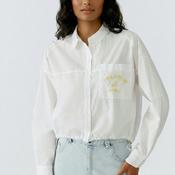 OUI Embroidered Pocket Bungee Cord Boxy Shirt, White