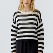 Oui Wide Knit Stiped Jumper, Black &amp; White