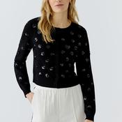 Oui Sequin Dot Knit Cardigan, Black