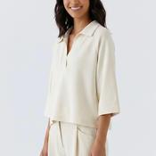 Oui Jersey Collar Cropped Sleeve Sweatshirt, Off White image