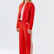 Oui Stripe Detail Wide Leg Trousers, Red image