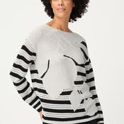 Olsen Wide Knit Striped Jumper, White