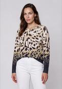Olsen Round Neck Animal Print Top, White Multi image