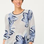 Olsen Floral Print Knitted Jumper, White