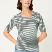 Olsen Geometric Print T-Shirt, Green and Navy