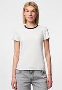 Pieces May Ribbed Fitted T Shirt, White and Black image