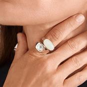 Pilgrim Prism Set of 2 Adjustable Rings, Silver