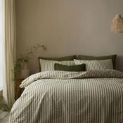 Pineapple Elephant Cotton Rich Woven Stripe Duvet Cover Set, Sage Green image