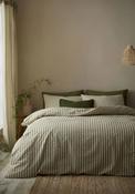 Pineapple Elephant Cotton Rich Woven Stripe Duvet Cover Set, Sage Green image