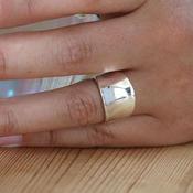 POM Concave Hammered Ring, Silver image