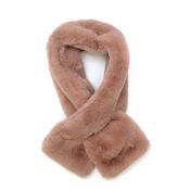 POM Faux Fur Pull Through Scarf, Powder Pink