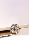 POM Mixed Metal Wave Edge Spinning Ring, Silver image